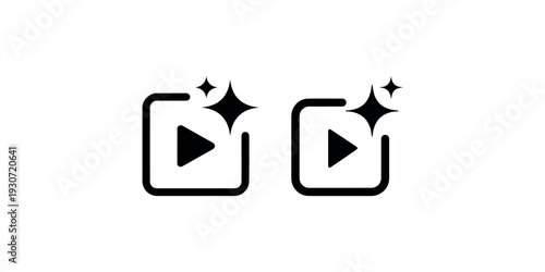 Play button icons with sparkles for video playback and media controls