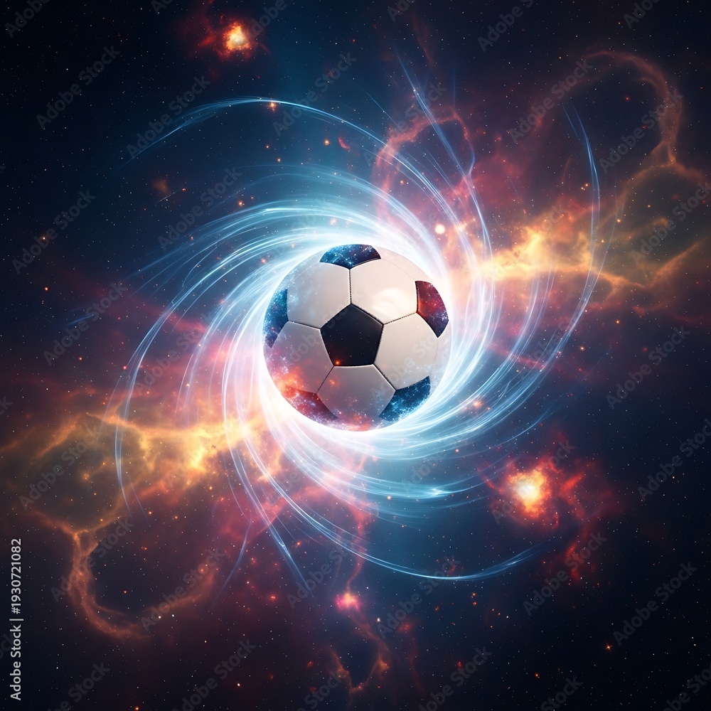 Fototapeta premium Cosmic Soccer Ball Vortex Galaxy Universe.