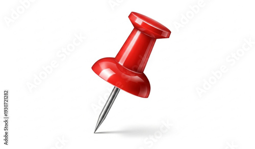Realistic 3D Red Push Pin with Metal Needle — Vector Illustration