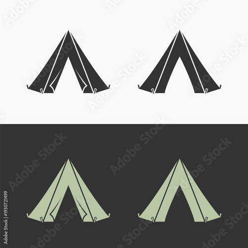 Minimalist Camping Tent Silhouette Set for Outdoor Branding