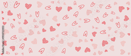 Valentines day background with pink and red hearts pattern