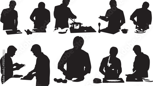 cooking man silhouette vector bundle cooking men