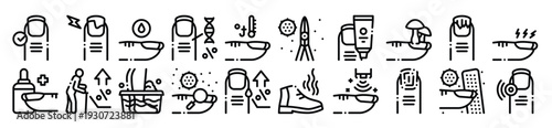 nail infection disease collection icons set vector