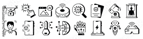 pack of ai and innovation line style icons