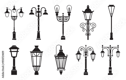 parisian style lamppost silhouette 
