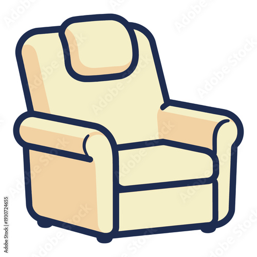 Beige Recliner Armchair Vector Icon