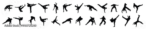 set of capoeira illustration silhouettes