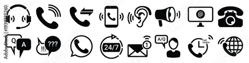  set of simple icons on a theme technical support service 