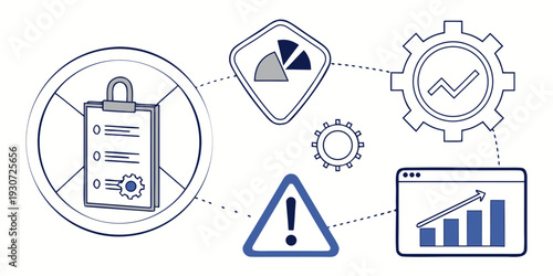Illustration of various icons representing safety, maintenance, and monitoring.