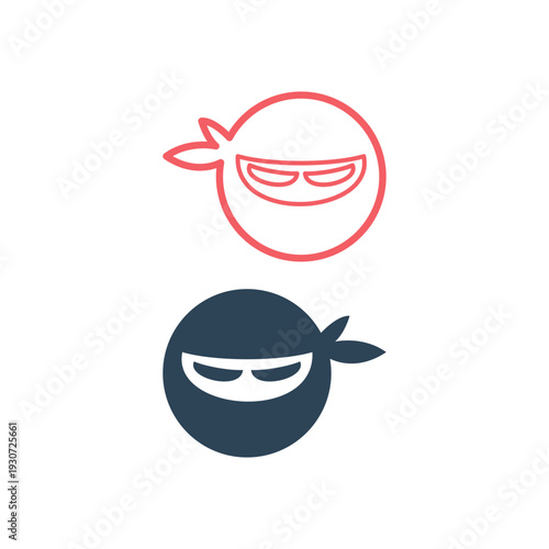 Ninja warrior icons set. Simple serious ninja head logo.