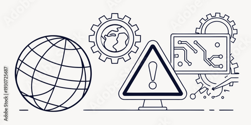 Illustration of interconnected global technology and engineering concepts