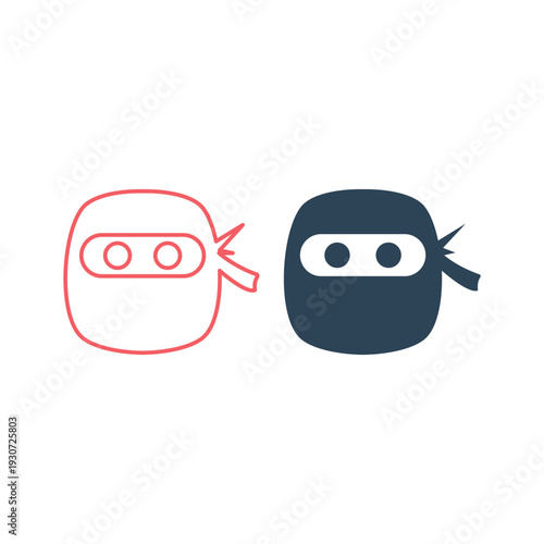 Ninja warrior icons set. Simple serious ninja head logo.