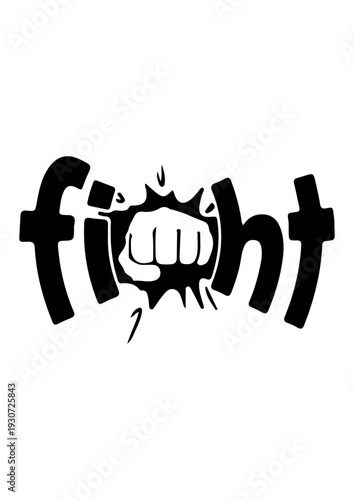 Fist Punch “Fight” Typography Logo