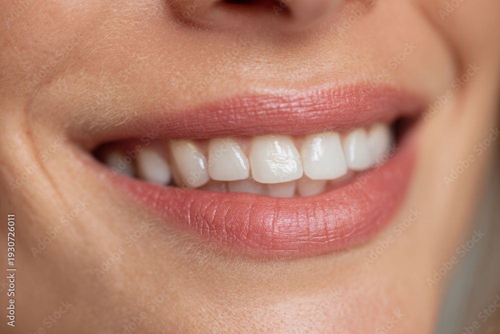 Naklejka premium Close up of healthy white teeth and natural smile