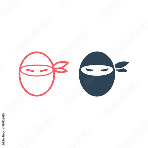 Ninja warrior icons set. Simple serious ninja head logo.