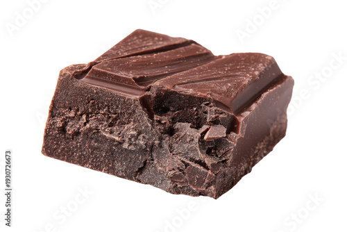 Milk chocolate chunk isolated on transparent background