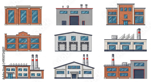 Industrial Buildings with Various Architectural Styles.
