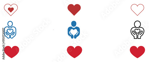 Heart Care and Charity Icon Set. vector illustration eps 10