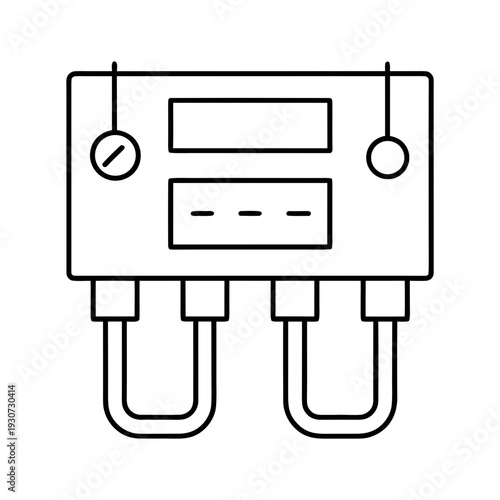 A minimalist vector graphic illustration of an electrical fuse box design