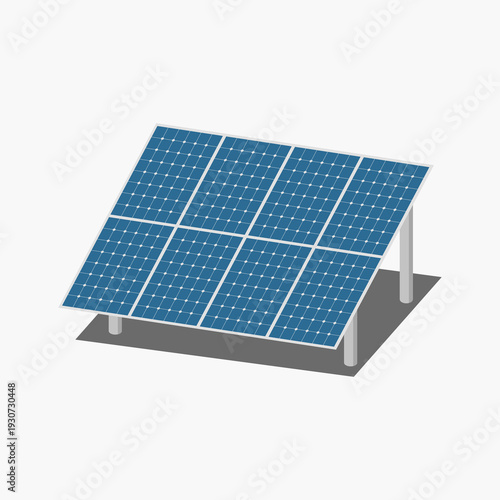 Perspective View of Solar Panel Grid for Residential Energy