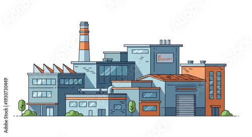 Industrial Factory Building Complex Structure.