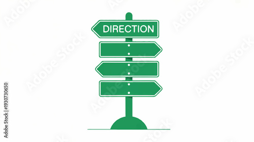 A minimalist illustration of a green directional signpost with multiple arrow-shaped signs pointing in different directions (2)_traced