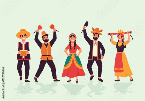 Diverse Group of People in Traditional Cultural Attire Celebrating Together.