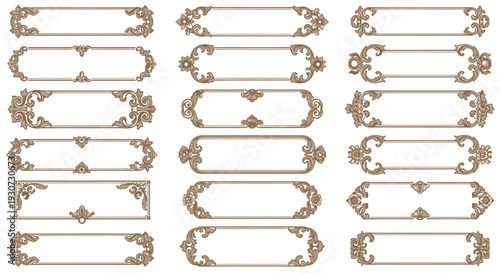 Collection of decorative ornate rectangular frames and borders.