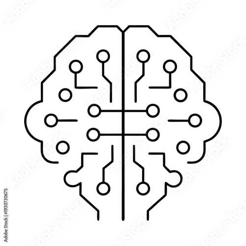 A detailed outline representation of the human brain designed with integrated circuit patterns, symbolizing artificial intelligence or cognitive technology.