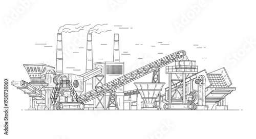 Industrial Factory Building Complex Structure.