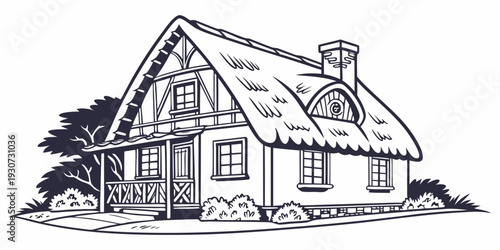 A charming, traditional house with a pitched roof and a small chimney