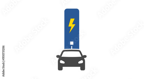 Electric car charging at station.