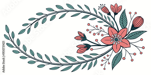 Intricate floral design with vibrant flowers and lush green leaves