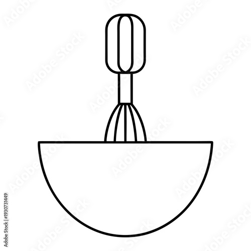 A whisk attachment from a hand mixer descending into a mixing bowl, symbolizing baking, cooking, and culinary preparation.