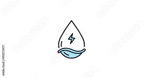 Electricity Water Droplet Icon Symbol.