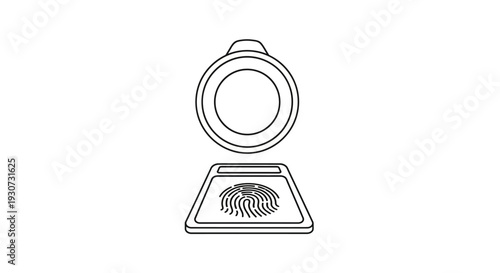 Fingerprint Scanner Device Illustration Outline.