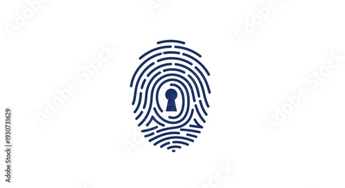 Fingerprint with keyhole security symbol.