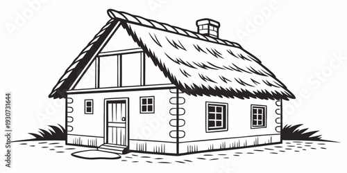 A charming old house with a pitched roof and a small chimney