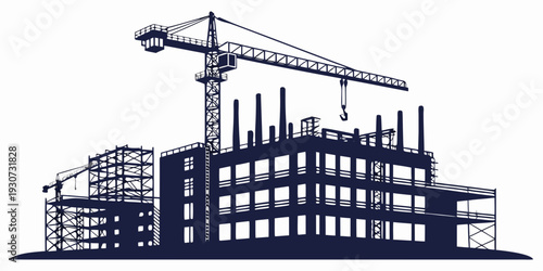 A large construction site with cranes and partially built structures.