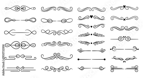 Collection of elegant decorative ornamental dividers and flourishes.
