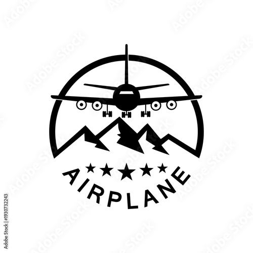 Airplane circle logo icon isolated on white background