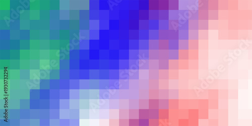 Pixelated Color Block Background with Smooth Green Blue and Red Square Transitions abstract squares