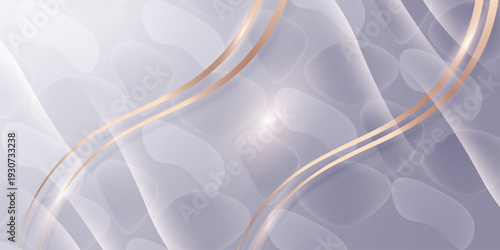 PrintElegant pastel abstract background with soft lavender glass shapes and rose gold curved lines for luxury banner, website header or modern design