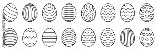 easter egg line icon set