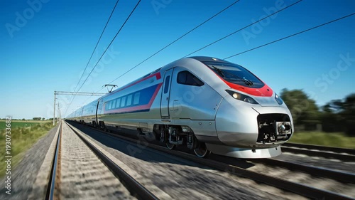High speed train on railway tracks