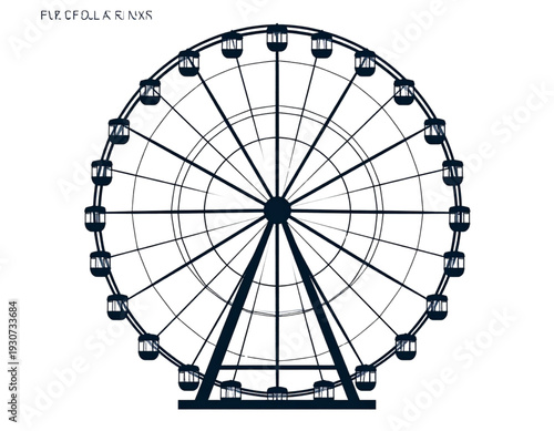 A vintage illustration of a large ferris wheel with intricate details and patterns. isolated on transparent background