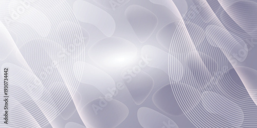 Soft grey abstract wave background with curved white lines, smooth glass shapes, modern minimal gradient banner design for business, website and presentation