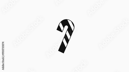A black and white striped candy cane graphic isolated against a plain white background