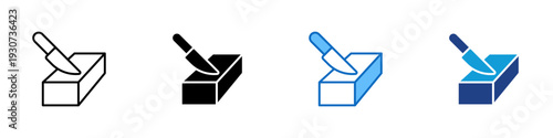 Butter Block Multiple Style Icon Design Vector - Butter slab with knife representing dairy fat, cooking ingredient, and baking essential