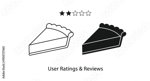 Two pie slice illustrations one black and one white with a star rating silhouette